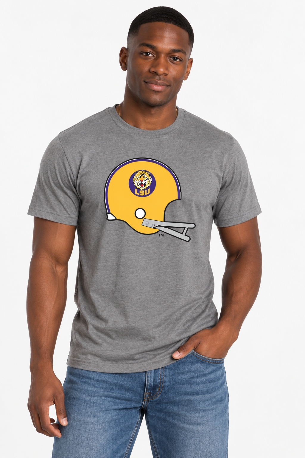 LSU The Varsity Vault Unisex Tee | "Vintage Helmet" Grey Tee