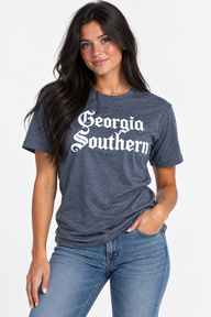 Georgia Southern The Varsity Vault Unisex Tee | "Georgia Southern Old Font" Heather Navy Tee