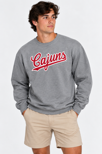 Louisiana Lafayette The Varsity Vault Unisex Crewneck | "Cajuns w/ Outline" Retro Grey Crewneck