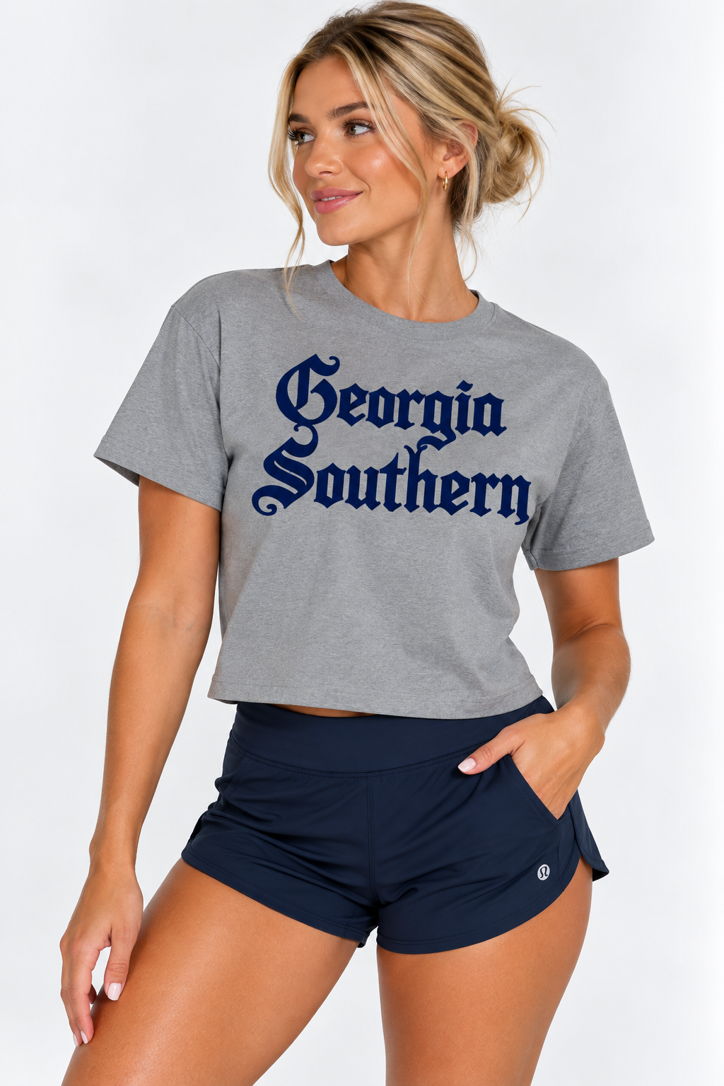 Georgia Southern Womens The Varsity Vault | "Georgia Southern Old Font" Grey Crop Top