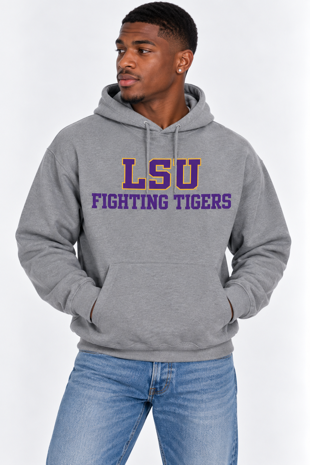 LSU The Varsity Vault Unisex Hoodie | "LSU Fighting Tigers" Retro Grey Hoodie