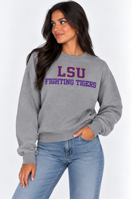 LSU The Varsity Vault Unisex Crewneck | "LSU Fighting Tigers" Retro Grey Crewneck