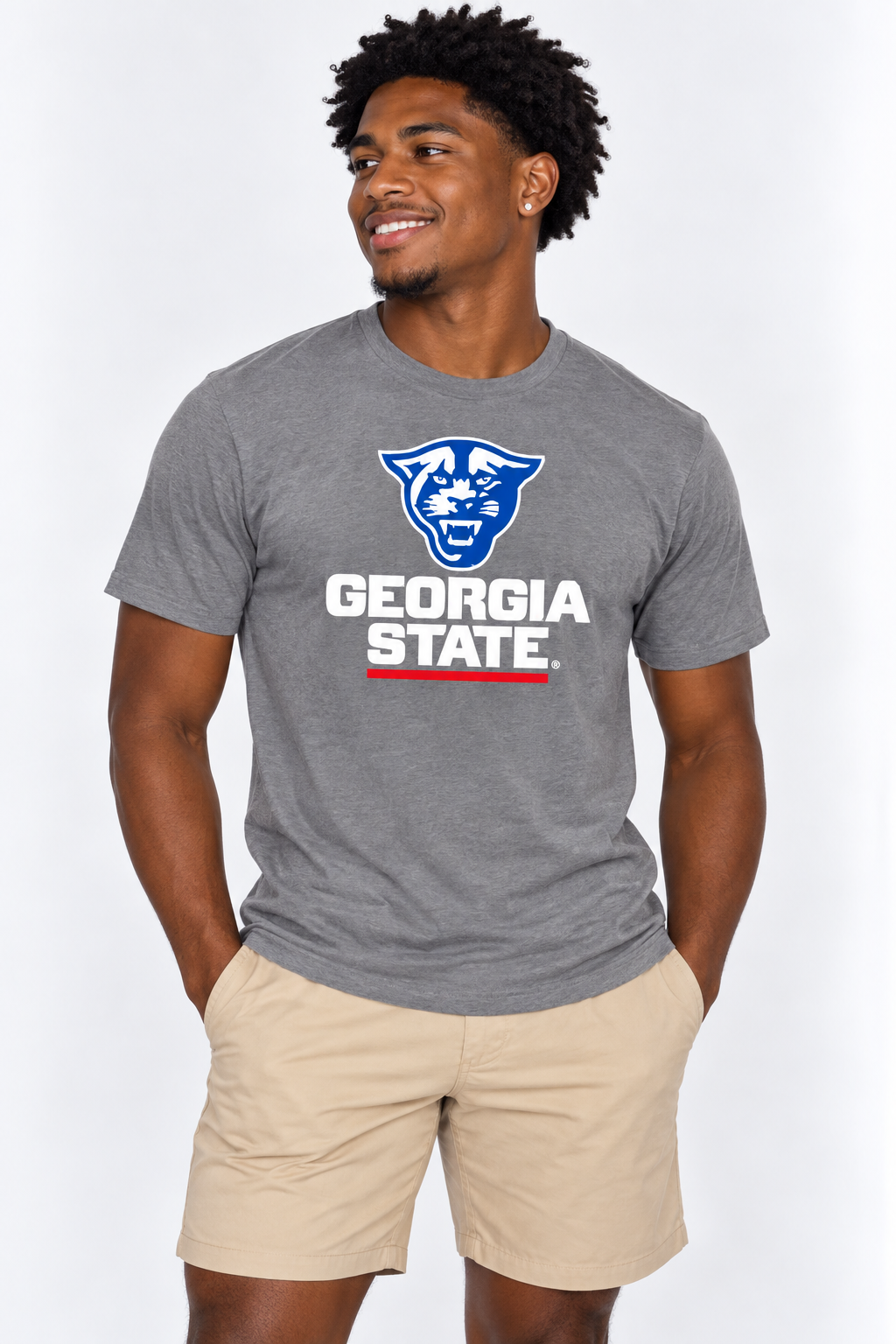 Georgia State Unisex Tee | "Panther Head w/ Georgia State" Grey Tee