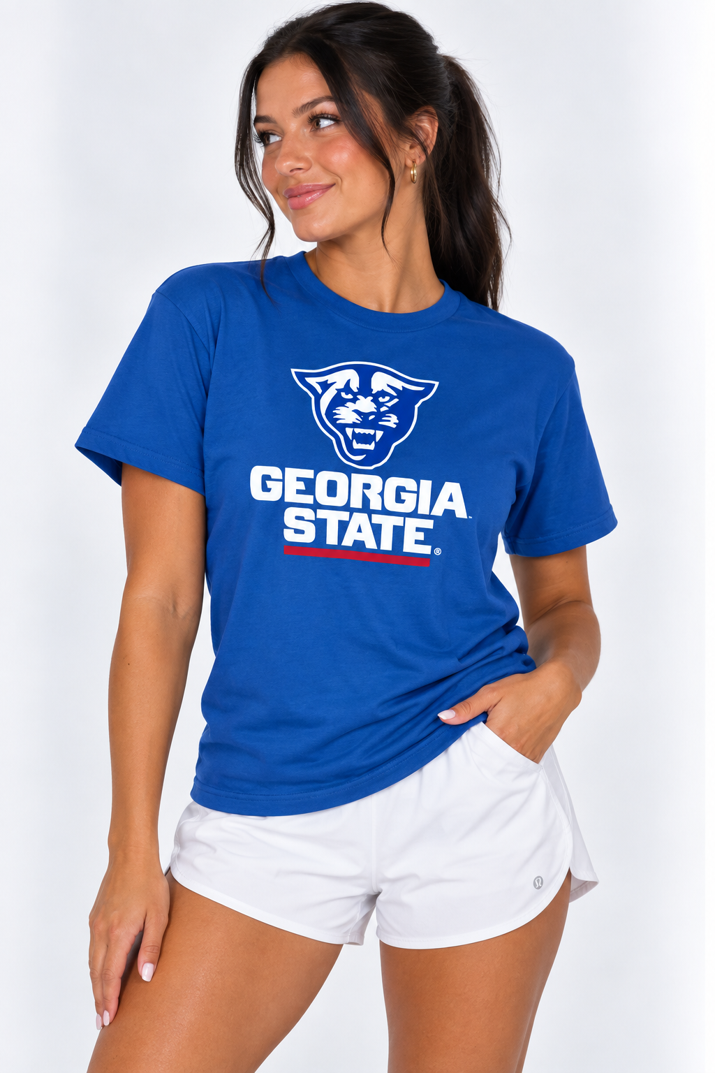 Georgia State Unisex Tee | "Panther Head w/ Georgia State" Royal Tee