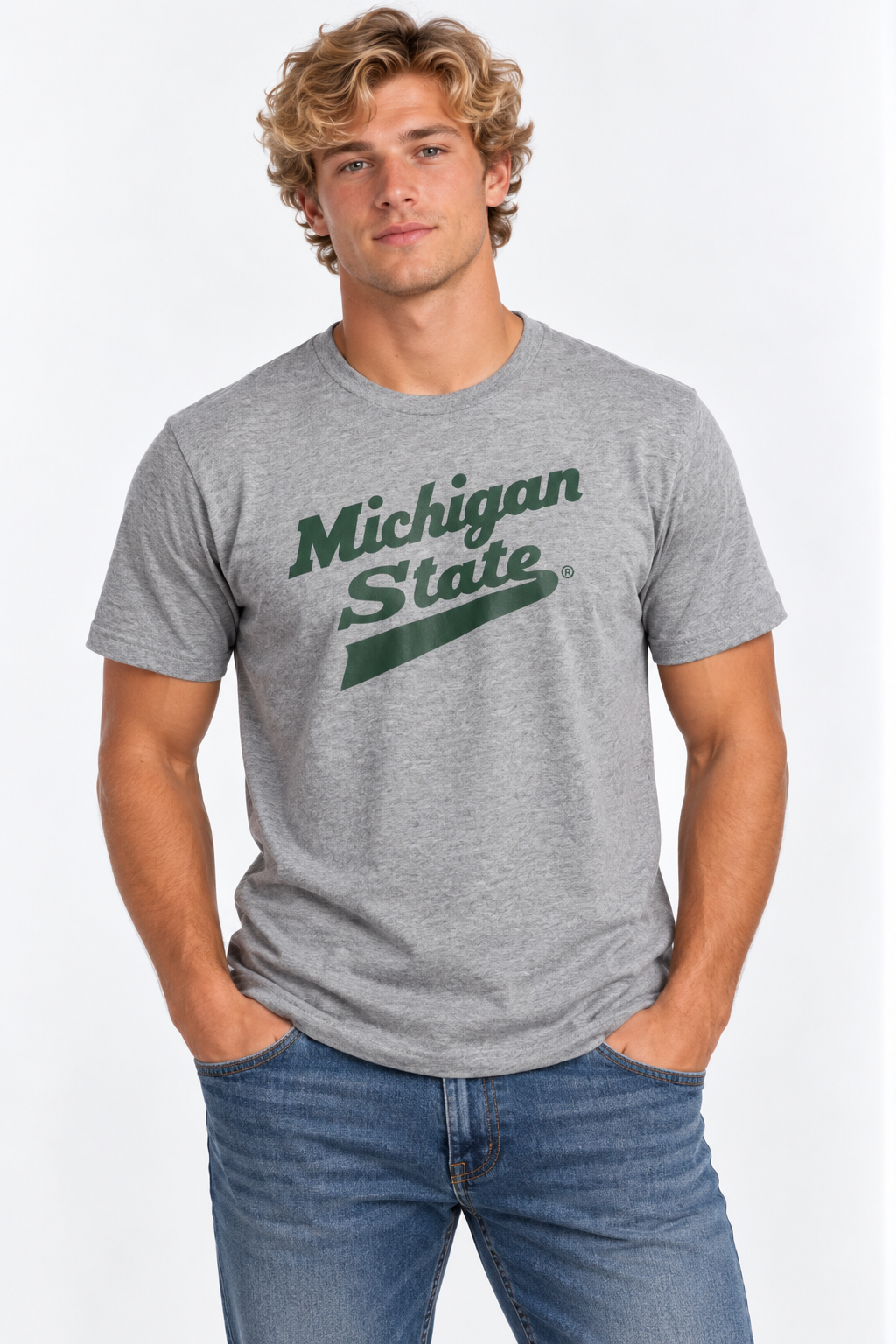 Michigan State Spartans Unisex | "Michigan State Script" Grey Tee