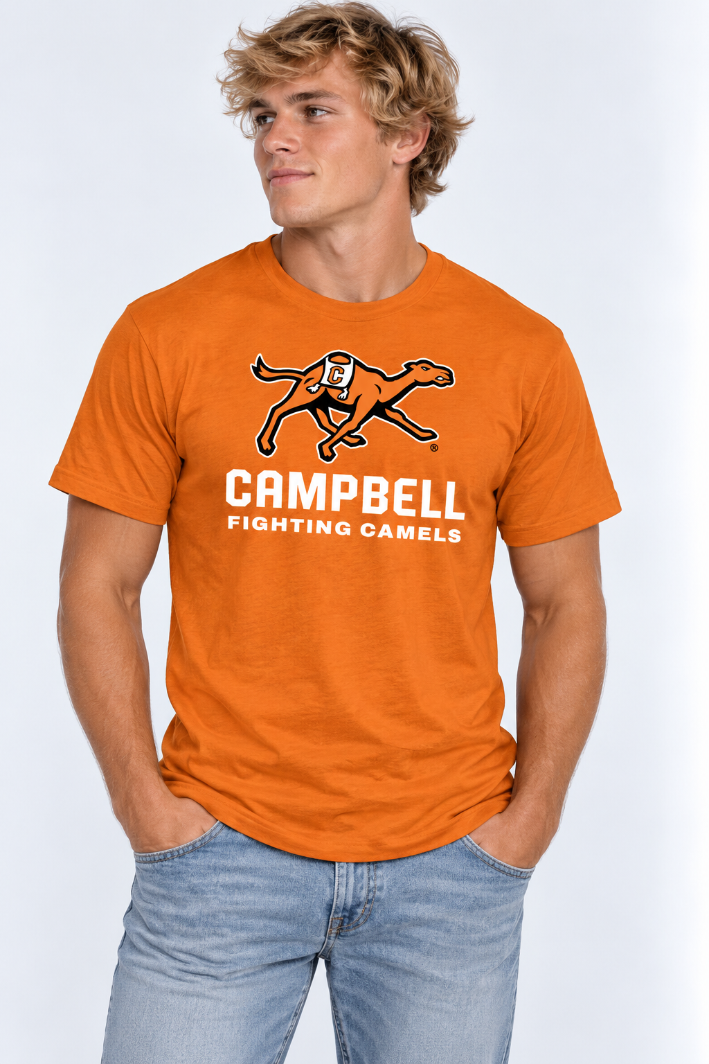 Campbell Unisex | "Camel Mascot Running" Orange T-shirt