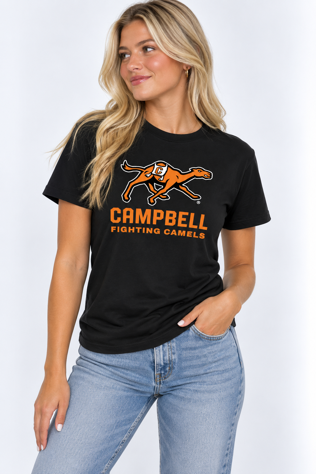 Campbell Unisex | "Camel Mascot Running" Black T-shirt