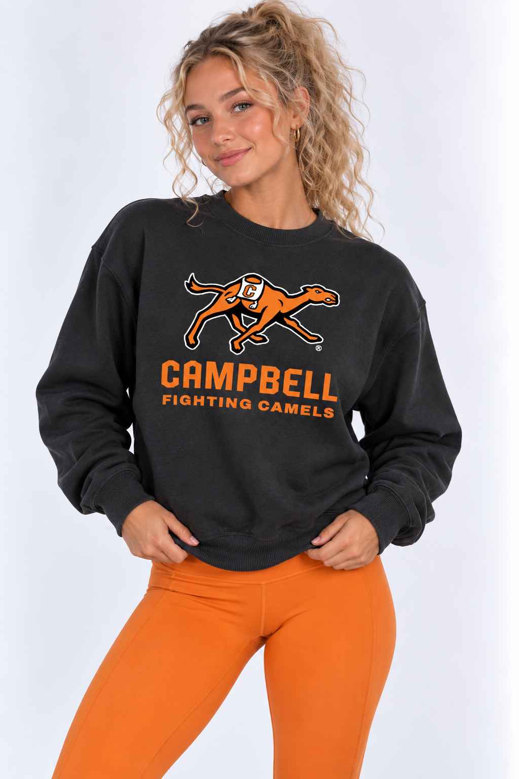 Campbell Unisex Crewneck | "Camel Mascot Running" Black Crewneck