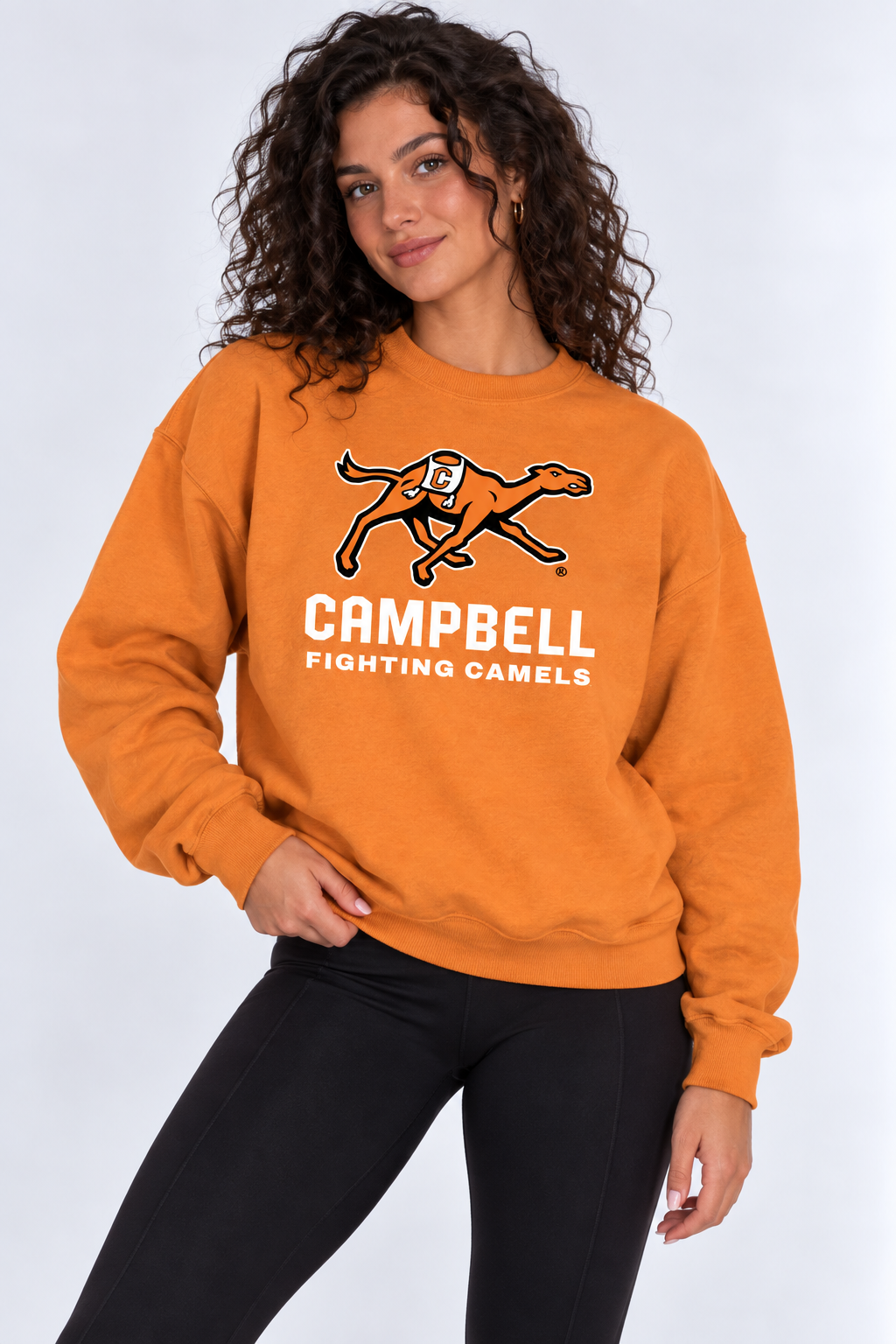 Campbell Unisex Crewneck | "Camel Mascot Running" Orange Crewneck