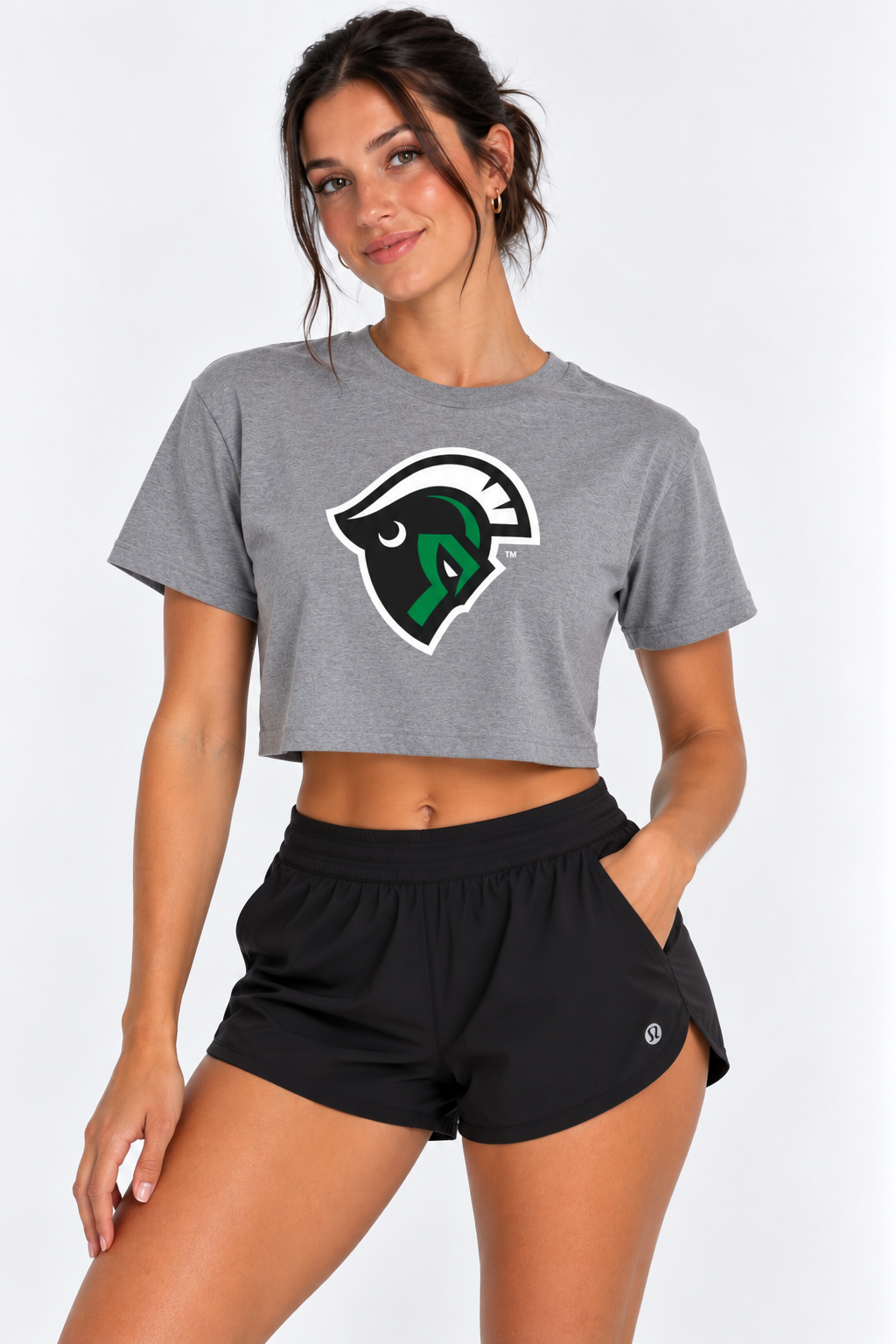 South Carolina Upstate Womens | "Spartan Head" Grey Crop Top
