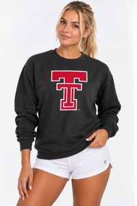Texas Tech Unisex Crewneck | "Double Red TT" Black Crewneck