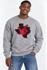 Texas Tech Unisex Crewneck | "Lonestar State w/ Hand"" Grey Crewneck