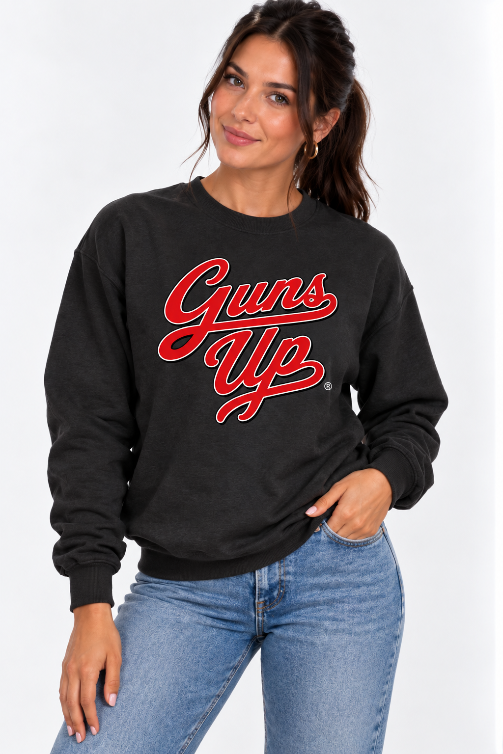 Texas Tech Unisex Crewneck | "Guns Up Script" Black Crewneck