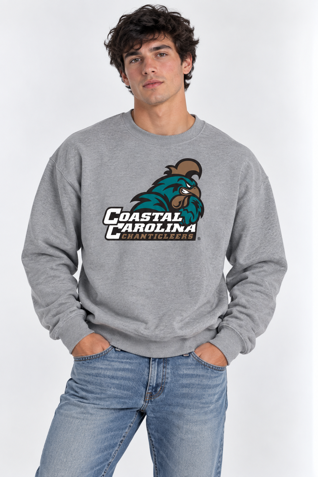Coastal Carolina Unisex Crewneck | "Chants Head w/ Coastal Carolina" Grey Crewneck