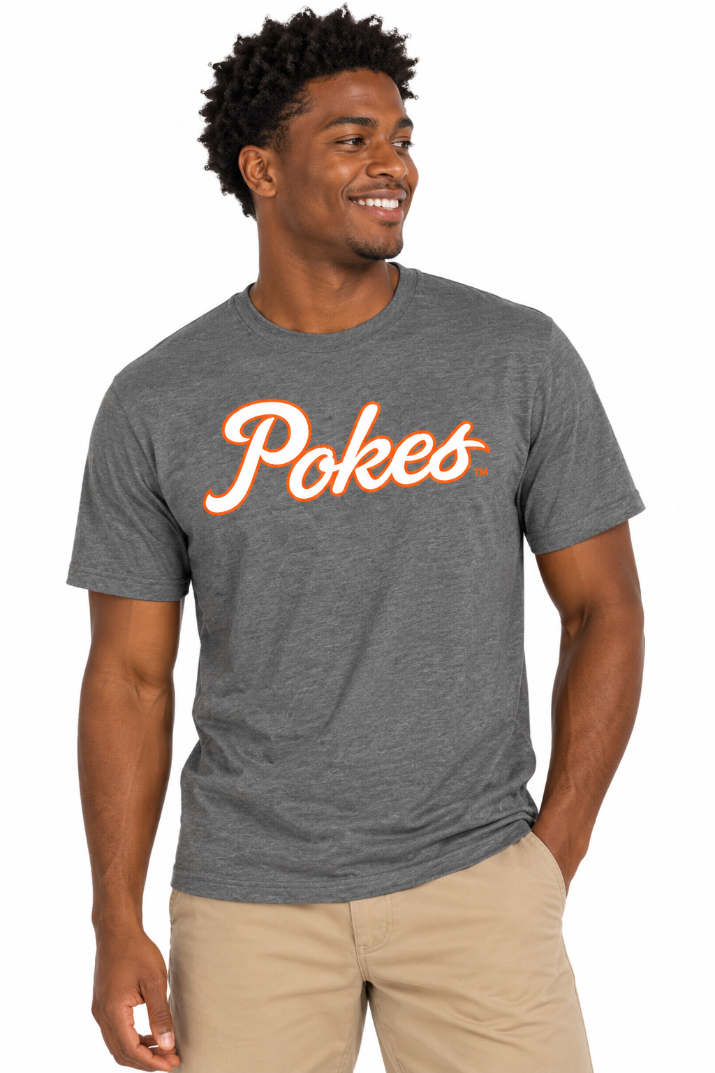 Oklahoma State Cowboys Unisex | Grey "Pokes Script" Dark Heather Grey Tee