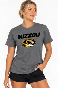 Missouri Unisex Tee | "Mizzou w/ Tiger Head" Dark Heather Grey Tee