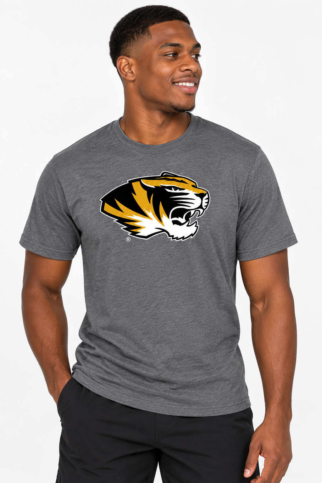 Missouri Unisex Tee | "Tiger Head" Dark Heather Grey Tee