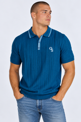 Georgia Southern Men's | "GS" Ribbed Polo Navy