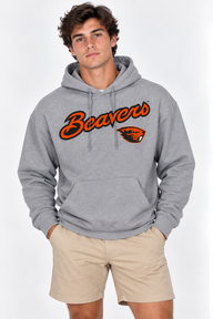 Oregon State Unisex Hoodie |"Beavers Script w/ Beaver Head" Grey Hoodie