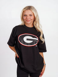 UGA Bulldogs Women's Oval Mark Tee by Arena Graffiti, featuring a casual fit and team logo on soft fabric.