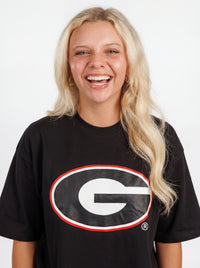 UGA Bulldogs Women's Oval Mark Tee by Arena Graffiti, featuring a stylish design and team logo on a comfortable cotton shirt