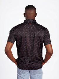 UGA Bulldogs men's Dot Dawg polo shirt by Arena Graffiti, featuring a team logo and classic polo design on a white fabric background.