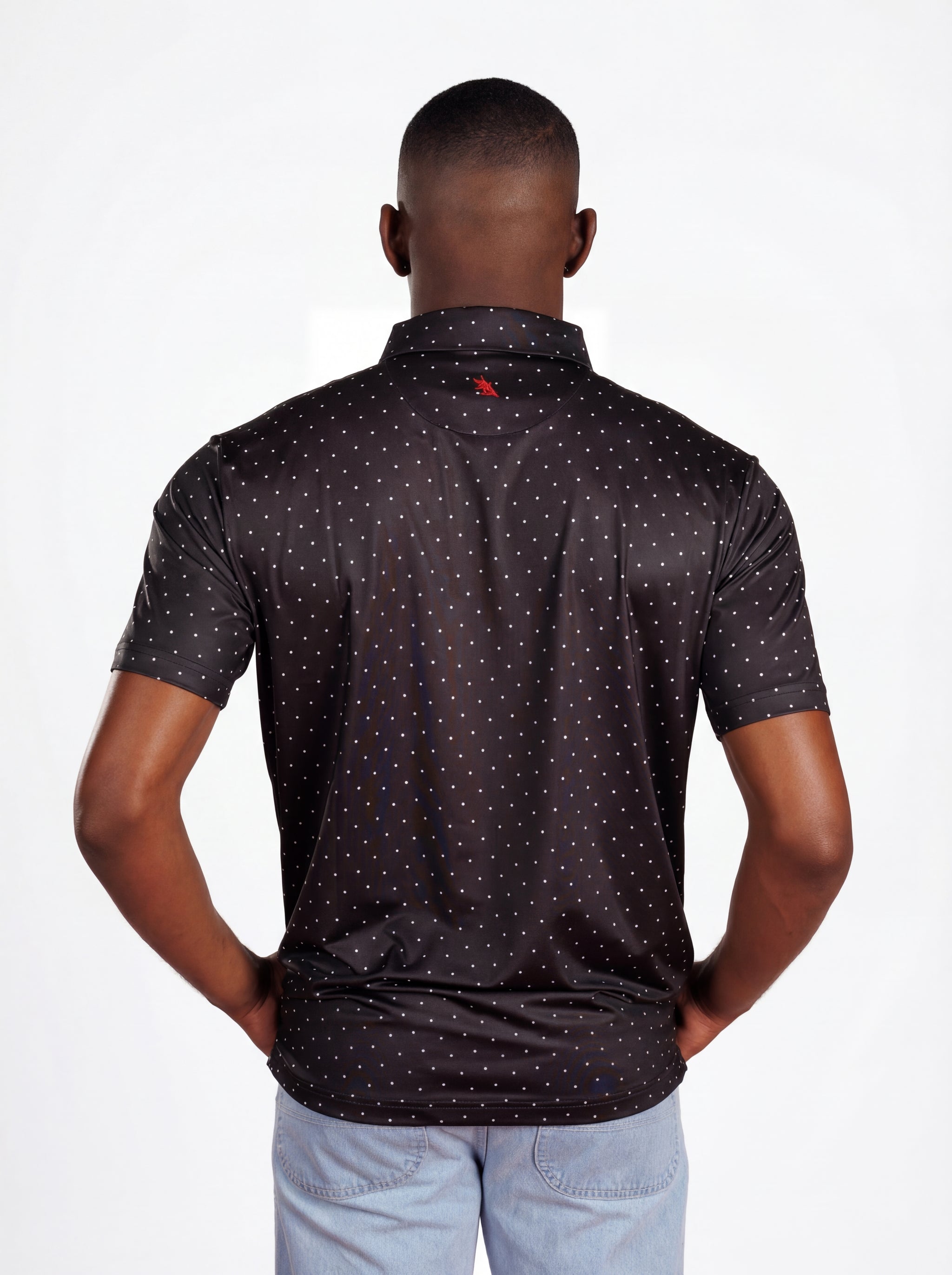UGA Bulldogs men's Dot Dawg polo shirt by Arena Graffiti, featuring a team logo and classic polo design on a white fabric background.