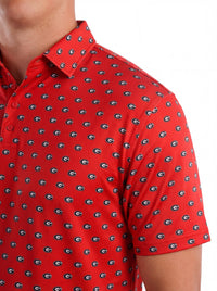 UGA Bulldogs men's "G Repeat" polo by Arena Graffiti, featuring team logo and classic design, on a model wearing the shirt.