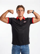 Men’s UGA Bulldogs “Red Collar Mark” Polo shirt by Arena Graffiti featuring a classic collar and Bulldogs logo.