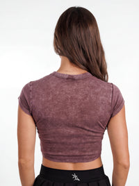 UGA Bulldogs women's Violet Mark crop top by Arena Graffiti, featuring team logo and sporty design, on a white background.
