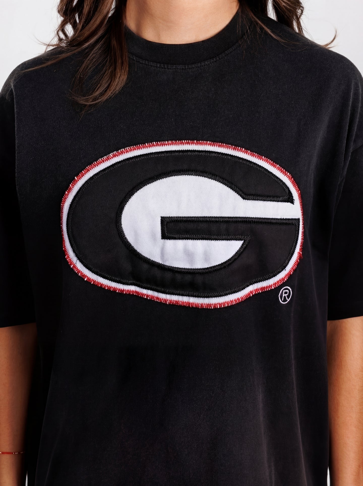 UGA Bulldogs women's "Reverse G" T-shirt by Arena Graffiti featuring team logo design and comfortable fit.