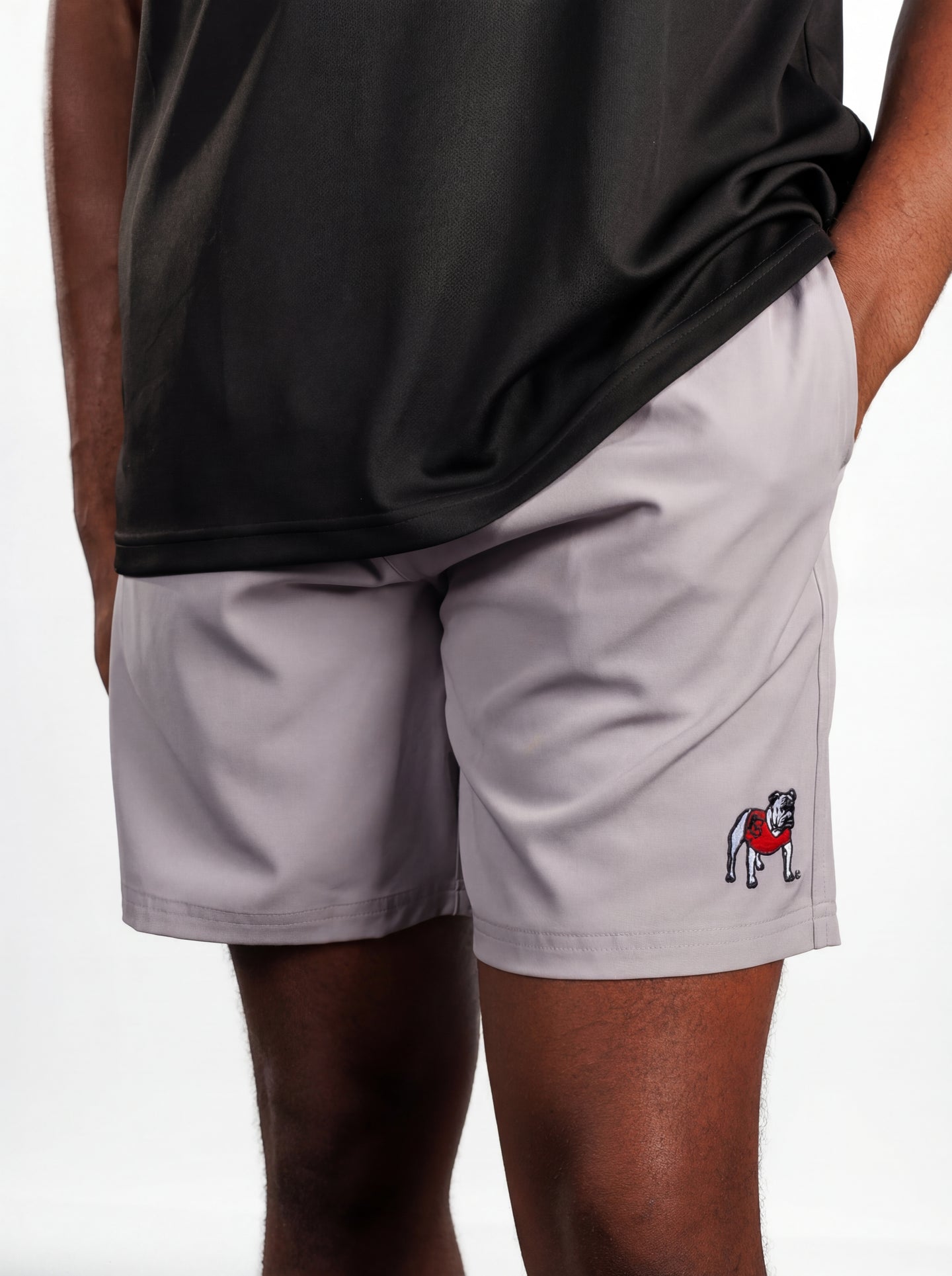 UGA Bulldogs men's Grey Dawg shorts by Arena Graffiti featuring team logo and athletic fit, casual sportswear for fans.