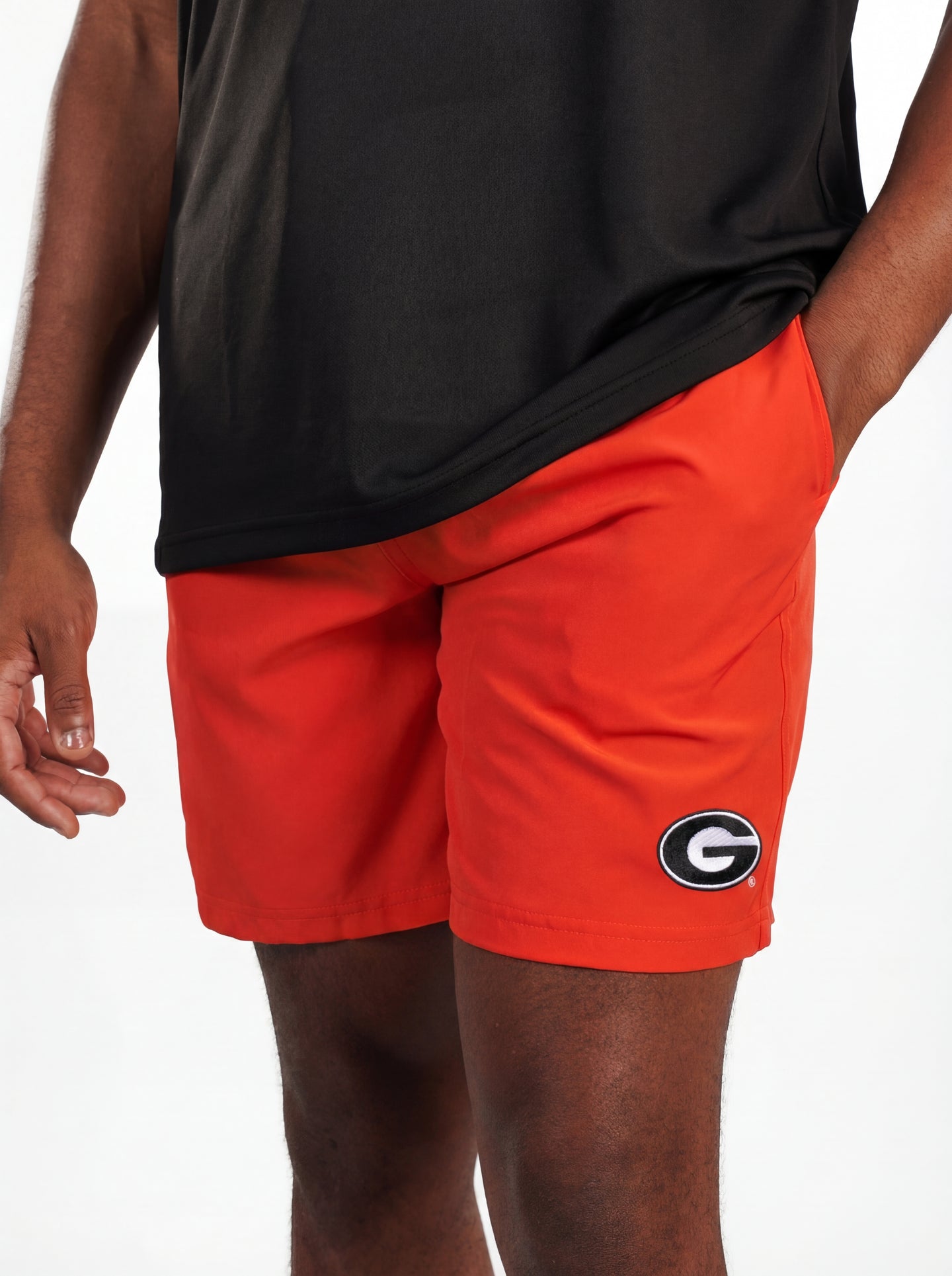 UGA Bulldogs men's "True Dawg" shorts by Arena Graffiti featuring team logo and athletic fit, navy blue with team graphics.