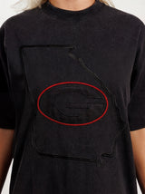 UGA Bulldogs women’s “Reverse State” tee by Arena Graffiti featuring a graphic design of the Georgia state outline on white fabric