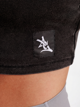 Black UGA Bulldogs women’s "Blackout UGA" crop top by Arena Graffiti, featuring team logo and athletic fit.