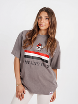 UGA Bulldogs women’s silver "Britches" T-shirt by Arena Graffiti, featuring team logo and athletic style on soft fabric.