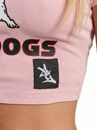 UGA Bulldogs women’s “Blush Dawg” crop top by Arena Graffiti, featuring pink and white team graphics on a stylish crop top.