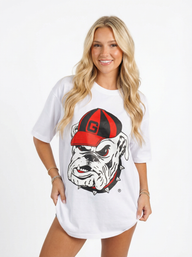 UGA Bulldogs women's "The Dawg Heavyweight" T-shirt by Arena Graffiti, featuring team logo and bold graphic design.