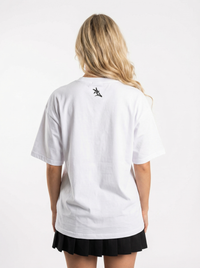 White UGA Bulldogs women’s heavyweight tee by Arena Graffiti showing the front design with team logo and bold lettering.