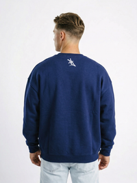Georgia Southern men's "Strutter" heavyweight crewneck sweatshirt by Arena Graffiti, showing front view with logo and soft fabric texture.