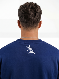 Georgia Southern men's "Strutter" heavyweight crewneck sweatshirt by Arena Graffiti, shown in dark color with team logo.