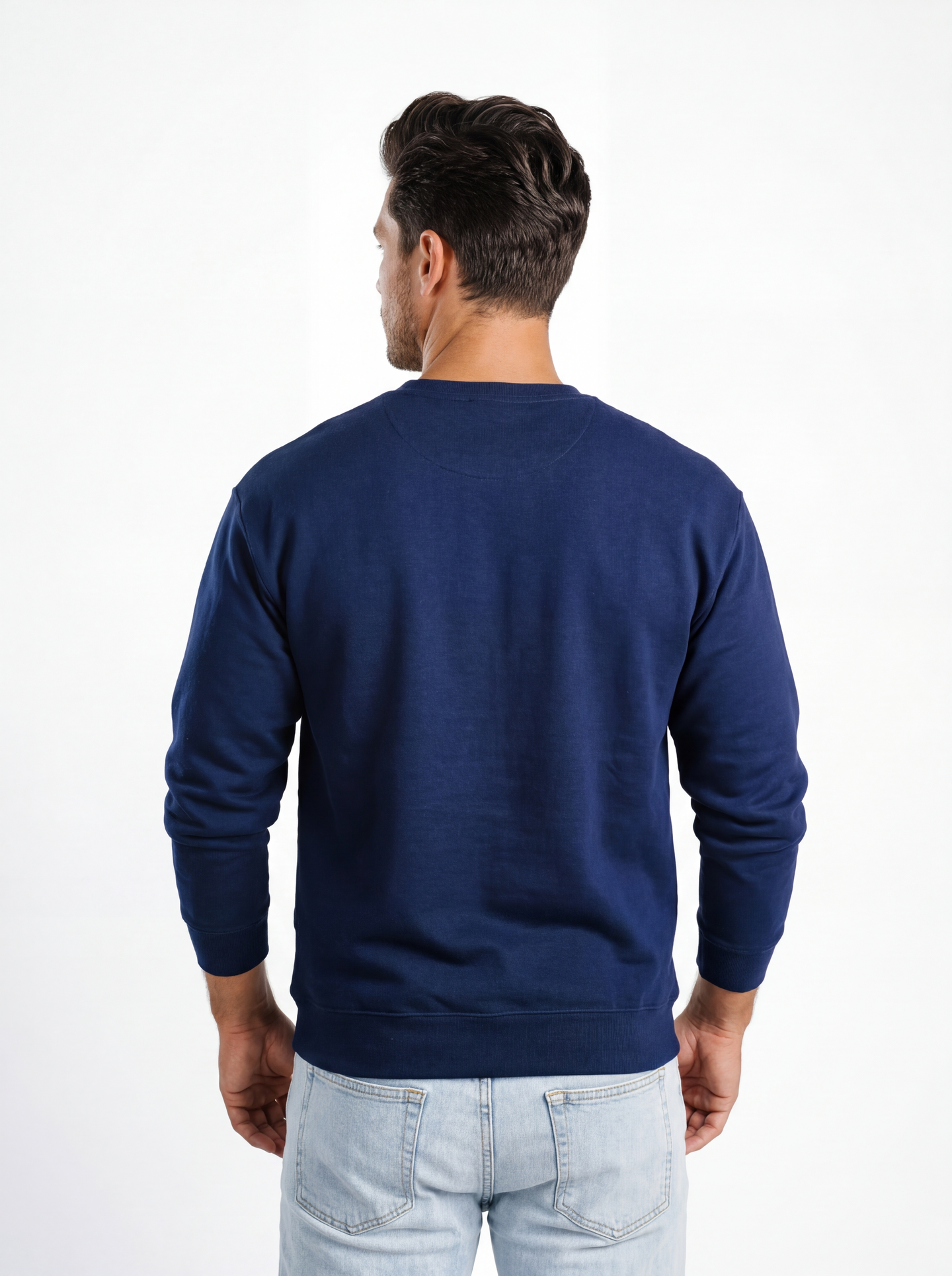 Georgia Southern men's navy crewneck sweatshirt by Arena Graffiti with "Strutter" print, shown on a hanger.