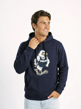 Georgia Southern men's navy hoodie by Arena Graffiti with "Strutter" graphic, featuring a comfortable pullover design and front pocket.