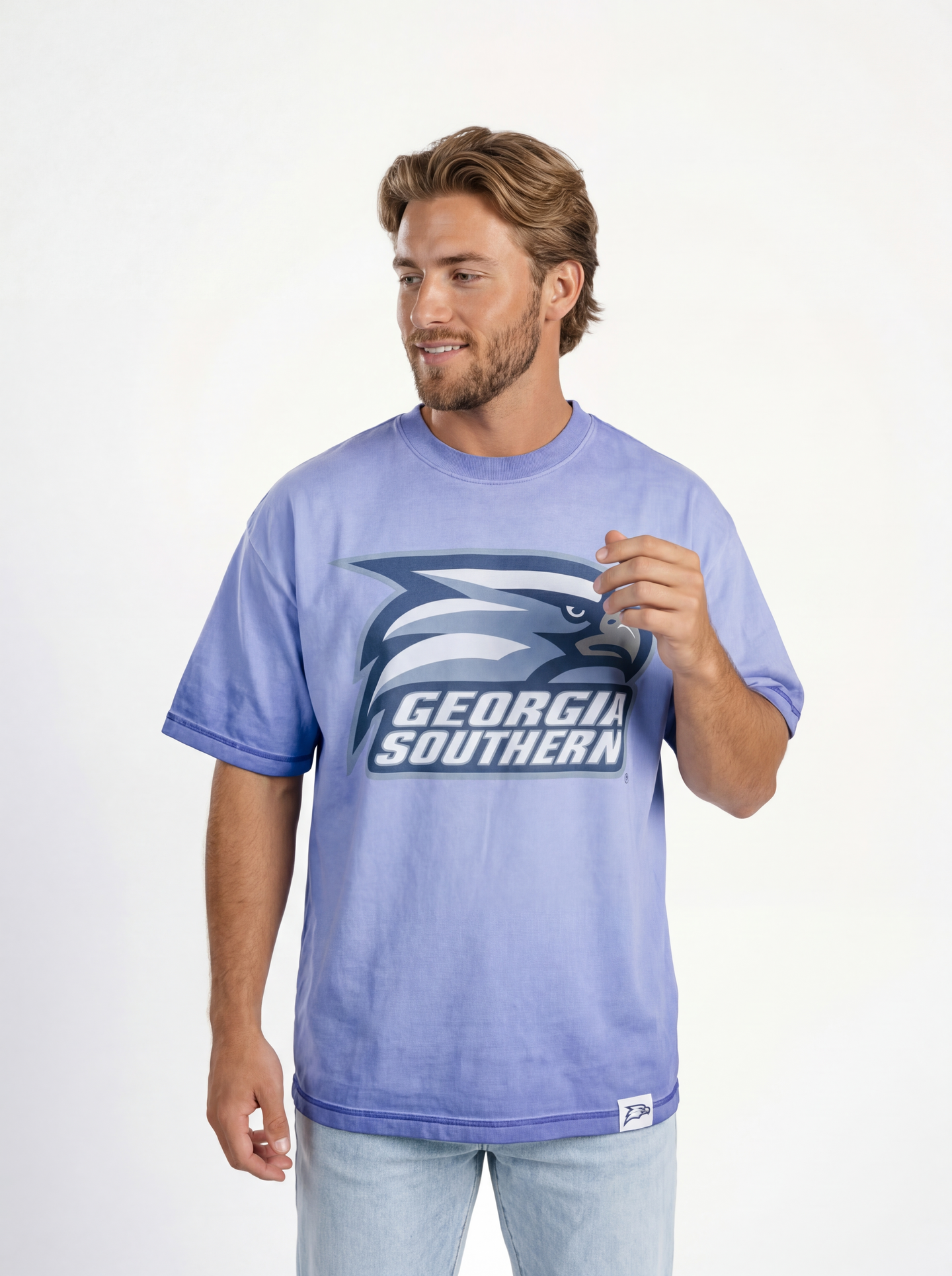 Georgia Southern men's Eagle Head acid wash tee by Arena Graffiti, featuring a faded eagle graphic on a casual t-shirt.