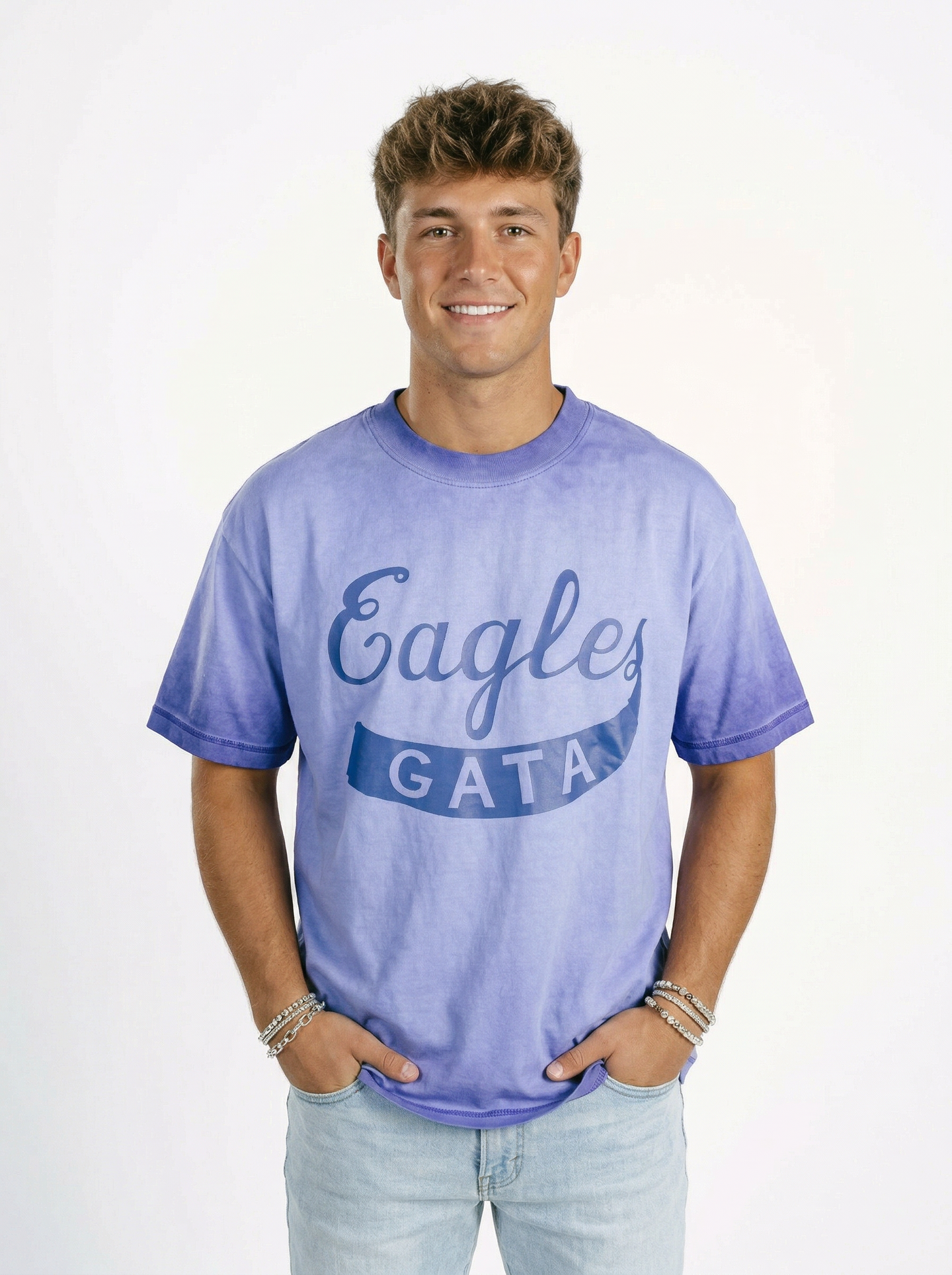 Georgia Southern men's "Eagles GATA" acid wash tee by Arena Graffiti, featuring a casual fit and distressed style.