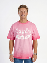 Georgia Southern Men's "Eagles GATA" pink acid wash tee by Arena Graffiti, displayed on a mannequin with a casual background.