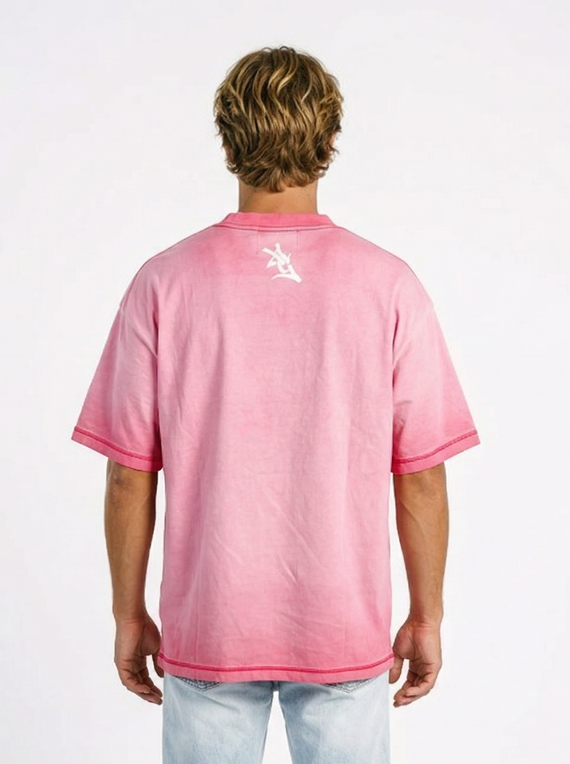 Georgia Southern Men's Pink Acid Wash Tee by Arena Graffiti featuring Eagles GATA logo and casual acid wash fabric.
