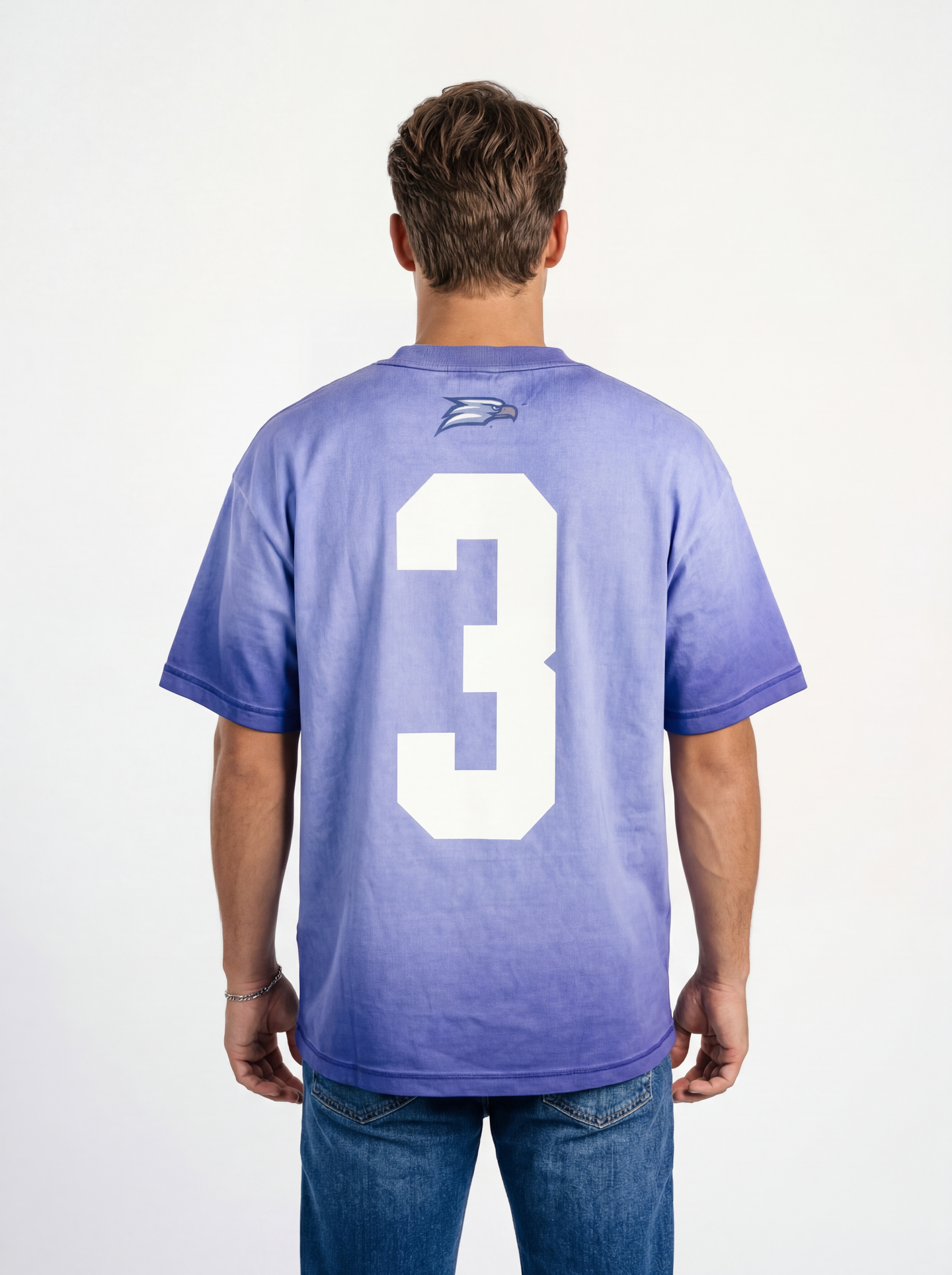 Georgia Southern Men's navy acid wash T-shirt by Arena Graffiti featuring a bold "3" print and casual fit.