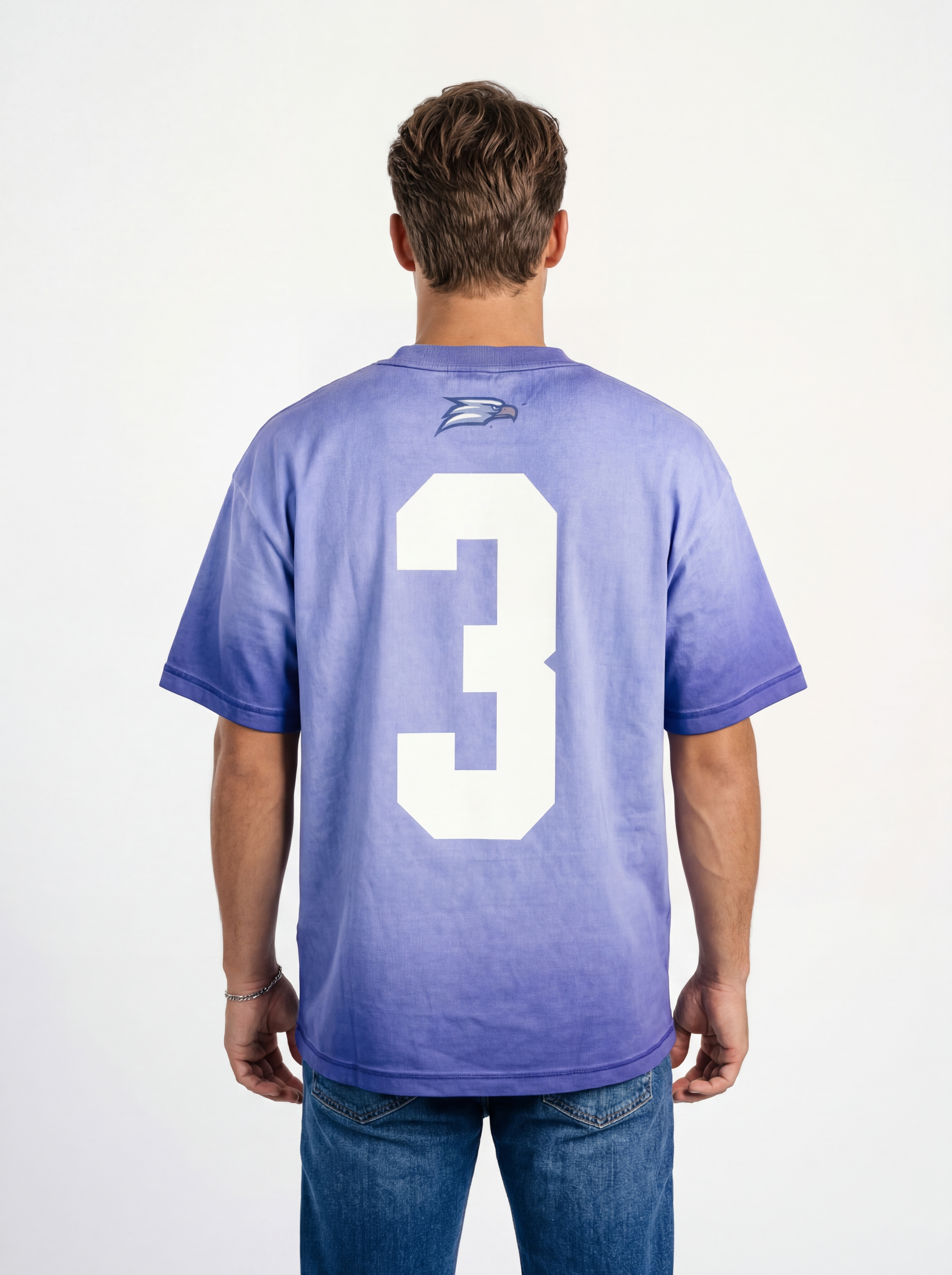 Georgia Southern Men's navy acid wash T-shirt by Arena Graffiti featuring a bold "3" print and casual fit.