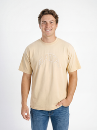 Georgia Southern men's acid wash T-shirt by Arena Graffiti with gold embroidered GATA logo on front, casual style.